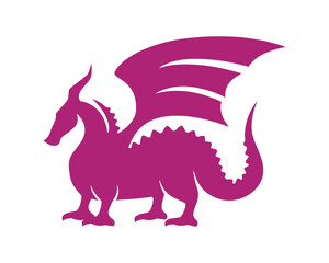 Simple Standing Dragon Illustration visualized with Silhouette Style