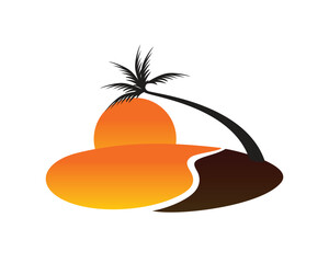 Beautiful Sunset in the Beach with Palm Tree Illustration. Visualized with Simple Illustration and Measured Gradient