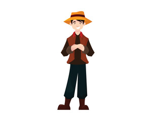 Cool Farmer Man with Smiling and Arms Crossed Gesture Illustration