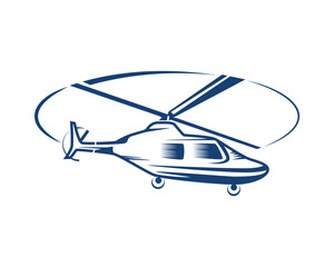 Flying Helicopter Illustration visualized with Silhouette Style