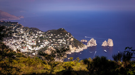 sunny postcard of Capri island, italy