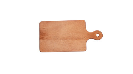 wooden cutting board on transparent white background