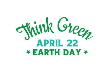  April 22 Earth Day. Earth Day typography logo design template.