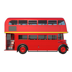 Fototapeta na wymiar Double Decker Bus vitange 1-Lateral view png 3D Rendering Ilustracion 3D 