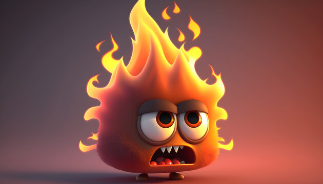 bored torche flame cartoon character  