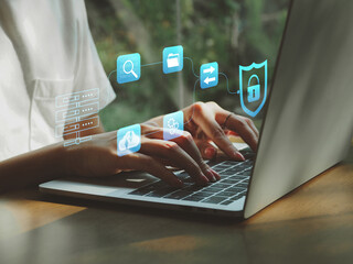 Cyber security concept, connection of people verification security secure internet access