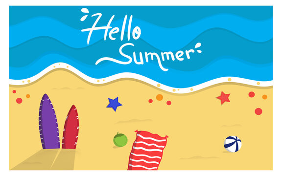 Hello Summer Time Landscape Illustration Photo