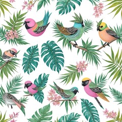 Birds nd leaves pattern. Great for greeting cards, invites, prints.