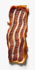 Crispy fried bacon displayed on a neutral background, perfect for breakfast or food-related designs