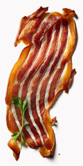 Crispy fried bacon displayed on a neutral background, perfect for breakfast or food-related designs