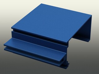 Aluminum Extruded Horizontal Mullions MOD AL-02cw 3D Rendering