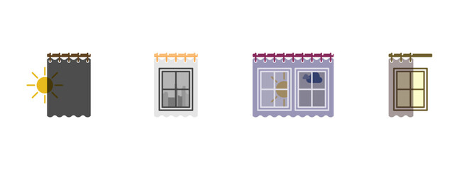 Set illustration on a theme curtains on the window, on a sunny and cloudy day © dima040293