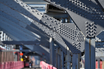 Structure a steel bridge close up