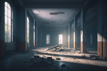 Old abandoned building, generative ai