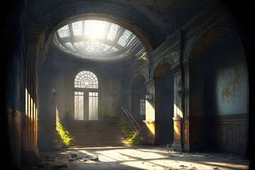 Fototapeta premium Old abandoned building, generative ai