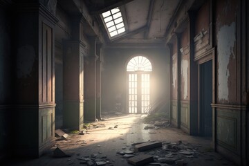 Fototapeta premium Old abandoned building, generative ai