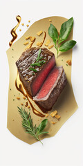 Tender and juicy beef steak, expertly prepared and presented on a dark background for a mouth-watering appeal