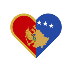 unity concept. heart shape icon of montenegro and kosovo flags. vector illustration isolated on white background