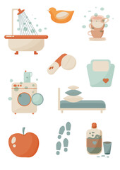 Daily routine stickers set