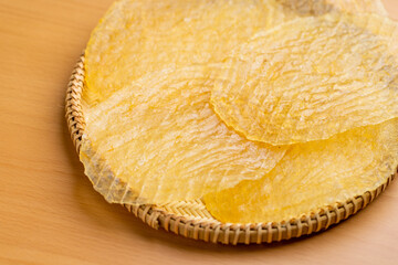 Slice of dry fish fillet