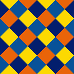 blue, yellow, orange, lattice-contiguous checkered background