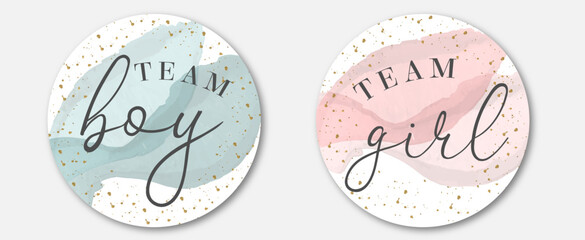 Team boy. Team girl. Boy or girl hand drawn modern lettering - Baby shower announcement banner, card - Gender reveal party - Vector illustration isolated