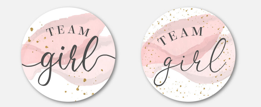 team girl. Boy or girl hand drawn modern lettering - Baby shower announcement banner, card - Gender reveal party - Vector illustration isolated