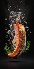 Salmon fillet displayed on a neutral background, perfect for seafood, cooking, and healthy lifestyle related designs