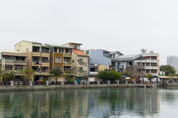 Fototapeta na wymiar Tainan city downtown at riverside