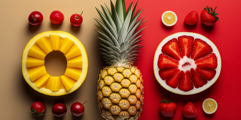 A variety of fresh fruits arranged on a bright background, perfect for healthy eating and lifestyle projects