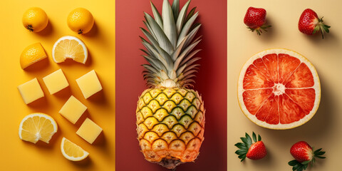 A variety of fresh fruits arranged on a bright background, perfect for healthy eating and lifestyle projects