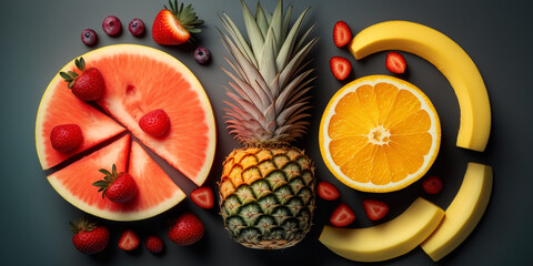 A variety of fresh fruits arranged on a bright background, perfect for healthy eating and lifestyle projects