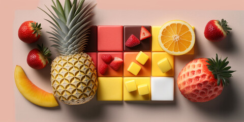 A variety of fresh fruits arranged on a bright background, perfect for healthy eating and lifestyle projects