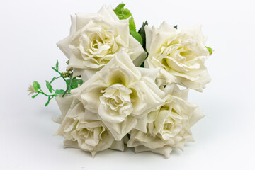 White roses on white background. Bouquet of white roses on white background.