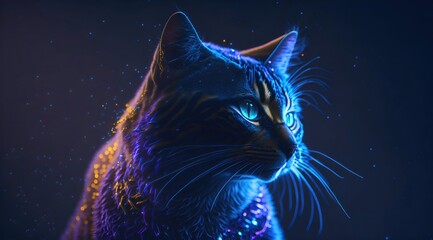 The Majestic Beauty of a Glowing Cat - Generative AI