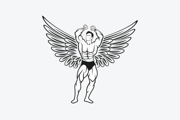 Angel man. Vector, illustration, emblem.