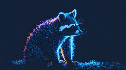 A Glowing Raccoon in Neon Light - Generative AI 