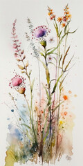 Plakat A lovely watercolour painting of Great Plains flowers , flower art Generative AI