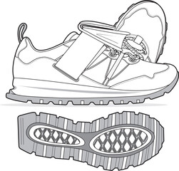 VECTOR SHOE MEN FLAT DRAWING