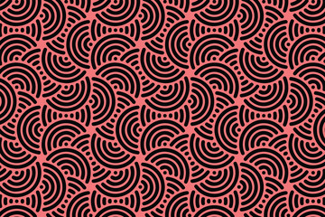 Scallop Repeat Pattern Wall Stencil, Abstract seamless geometric pattern with circles vector.