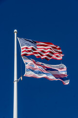 Hawaiian State Flag and American Flag