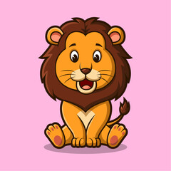 Cute cartoon lion. Vector illustration