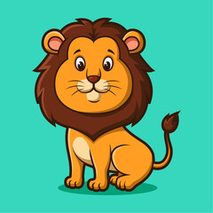 Cute cartoon lion. Vector illustration