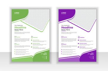 Awesome professional business flyer design template with two colors in creative concept.