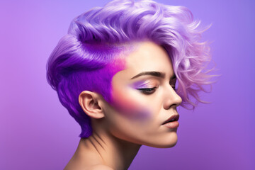 Colorful short hair style , Generative Ai