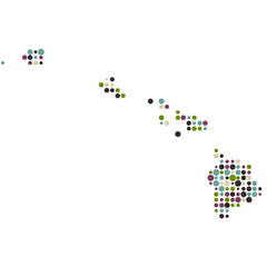 Hawaii Silhouette Pixelated pattern map illustration