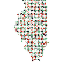 Fototapeta premium Illinois Silhouette Pixelated pattern map illustration
