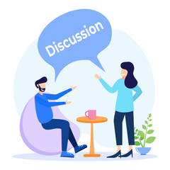 Illustration vector graphic cartoon character of discussions