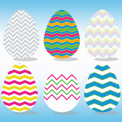 Easter eggs with geometric patterns. Vector illustration.
