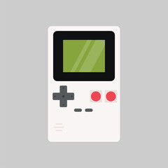 portable game player. Old portable console games. Retro games gadget of the 90s. portable classic console game pad flat design vector illustration